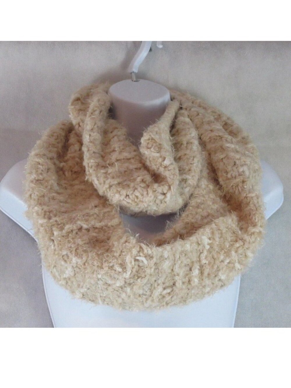 Charter Club Women's Chenille Eyelash Infinity Loop Scarf, Beige, One Size